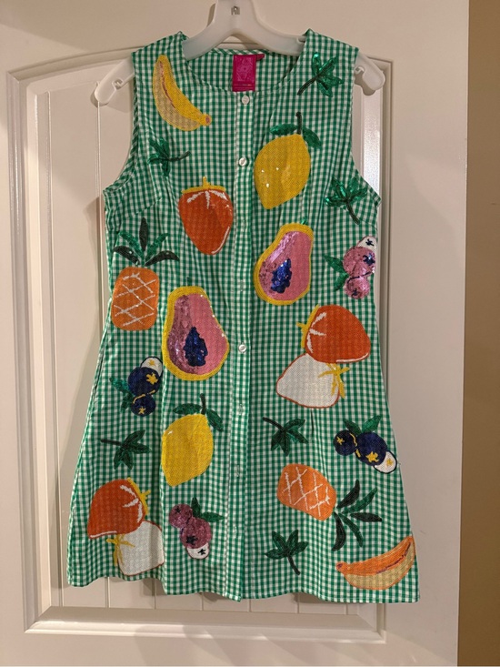 QUEEN OF SPARKLES Dresses & Skirts - QUEEN OF SPARKLES Green Gingham Button-front Fruit dress